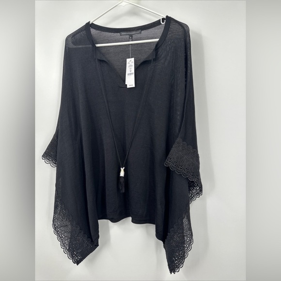 WHITE HOUSE BLACK MARKET Lace Trim BUTTERFLY PULLOVER SWEATER Top Sz M $98 - Picture 1 of 5